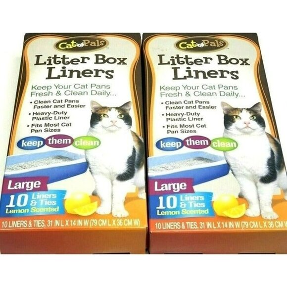 Cat Pals Litter Box Liners 10 Count 2 Packs 31" x 14" Lemon Scented - Picture 2 of 4